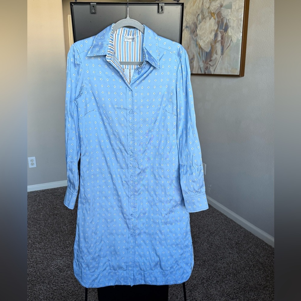 Alberta Ferretti Blue Button Down Dress